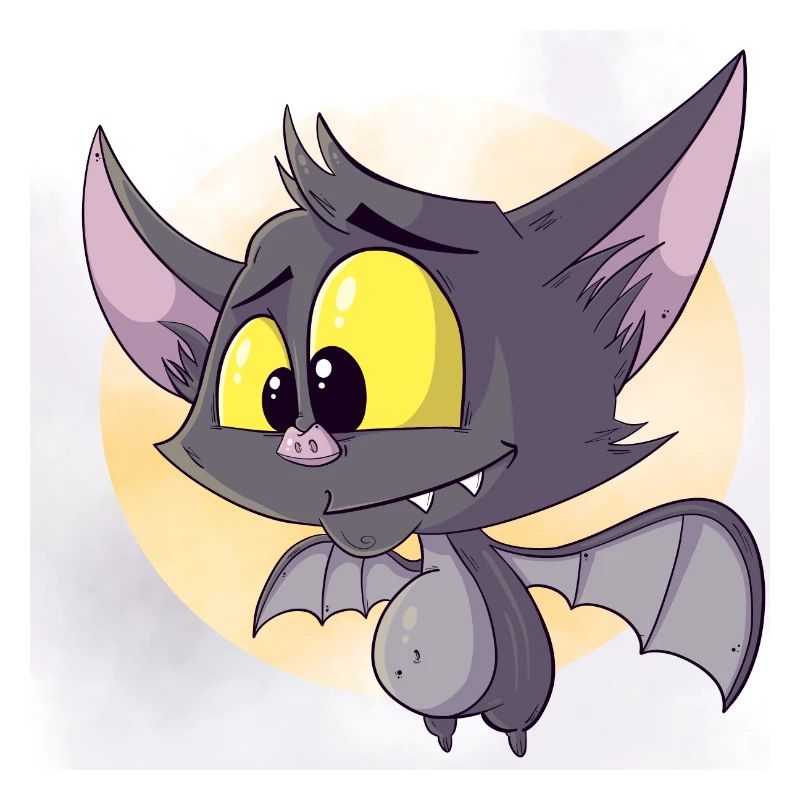 Bat with moon and clouds in the background