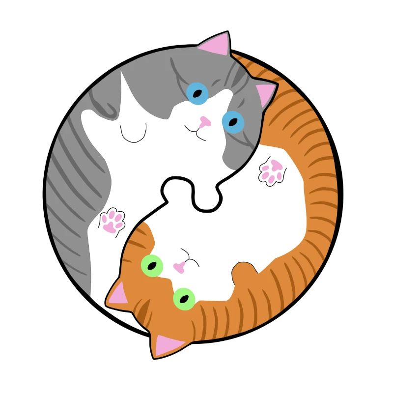 Getigerte Katzen grau und rot Yin-Yang