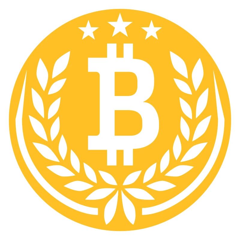 Emblème Bitcoin laurier couronne étoiles