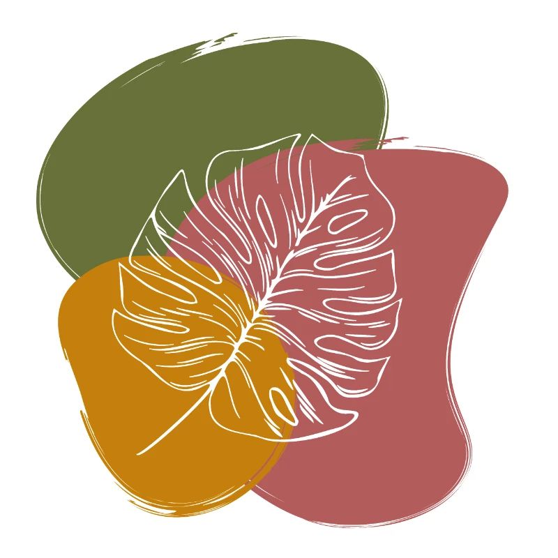 DESSIN DE FEUILLES AVEC ACCENT VERT, JAUNE ET BRUN