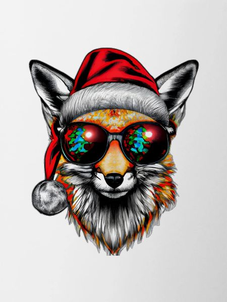 Weihnachts Fuchs mit BunterSonnenbrille