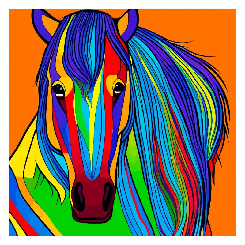 Farbenfrohe Illustration eines Pferdes