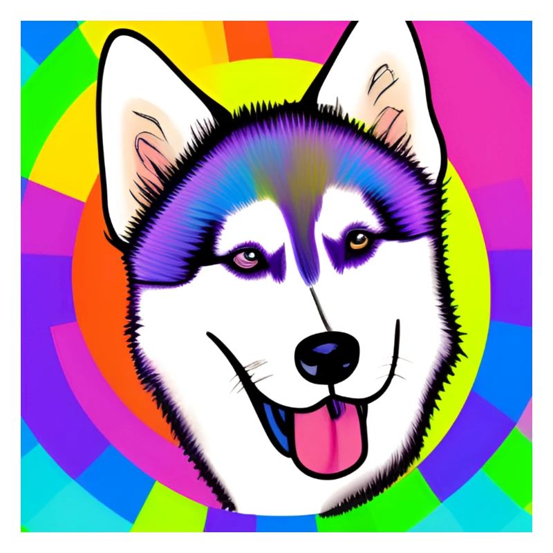 Niedliches Regenbogen Husky Comic Design