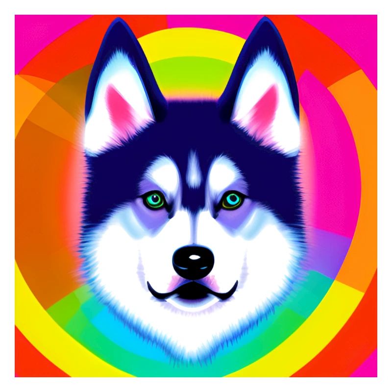 Conception de bande dessinée Cute Rainbow Husky