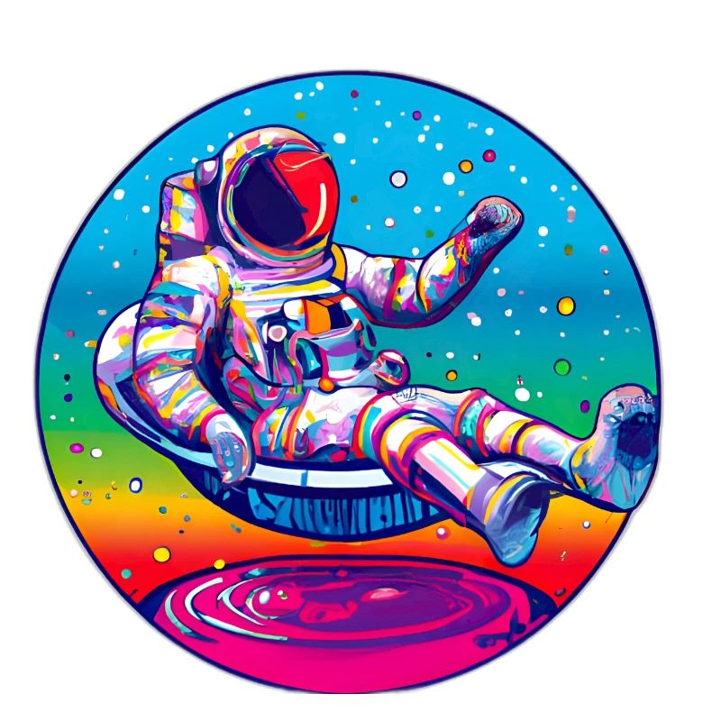 Funky Astronaut im Weltraum nimmt ein Bad