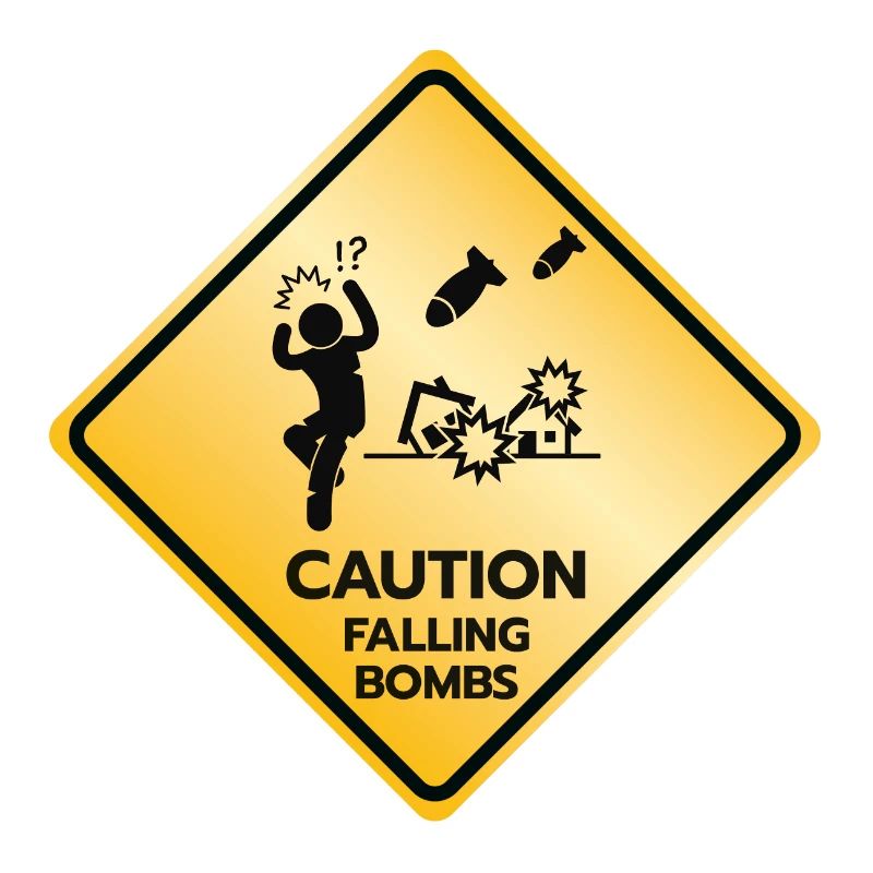 Caution Sign Falling Bombs