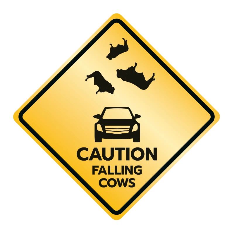 Caution Sign Falling Cows