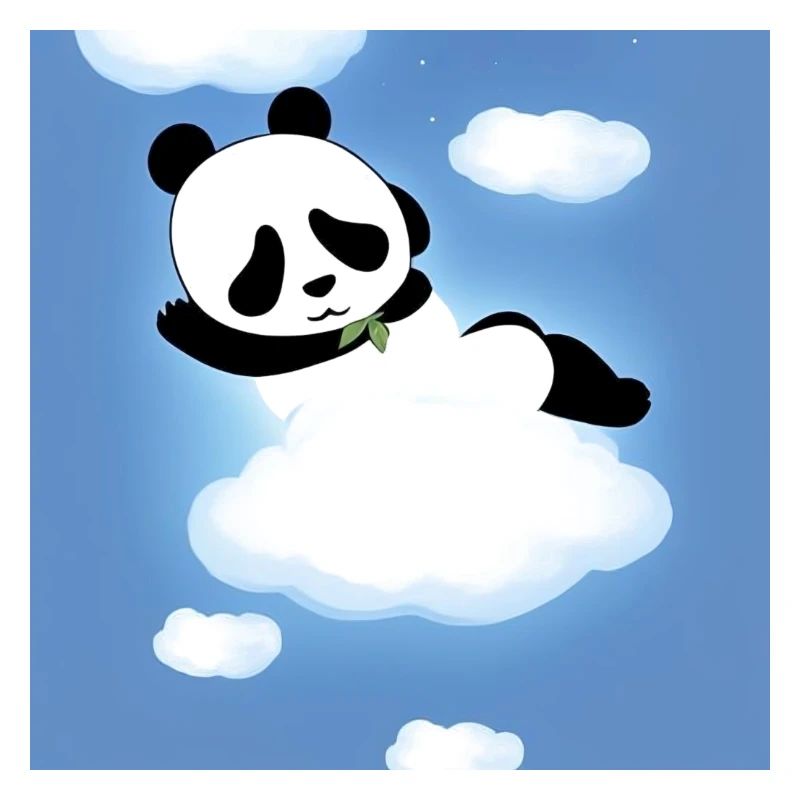 Panda dort sur un nuage