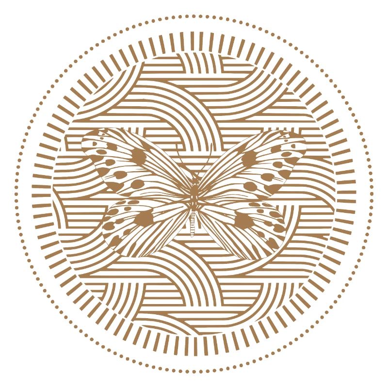 Golden butterfly with geometric patterns