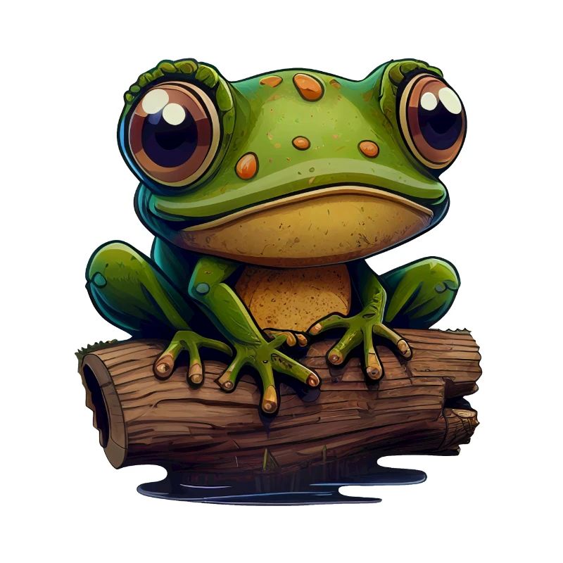 Cute Frog Sitting on a Log