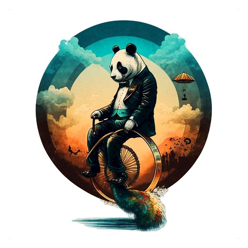 Panda auf einem Einrad