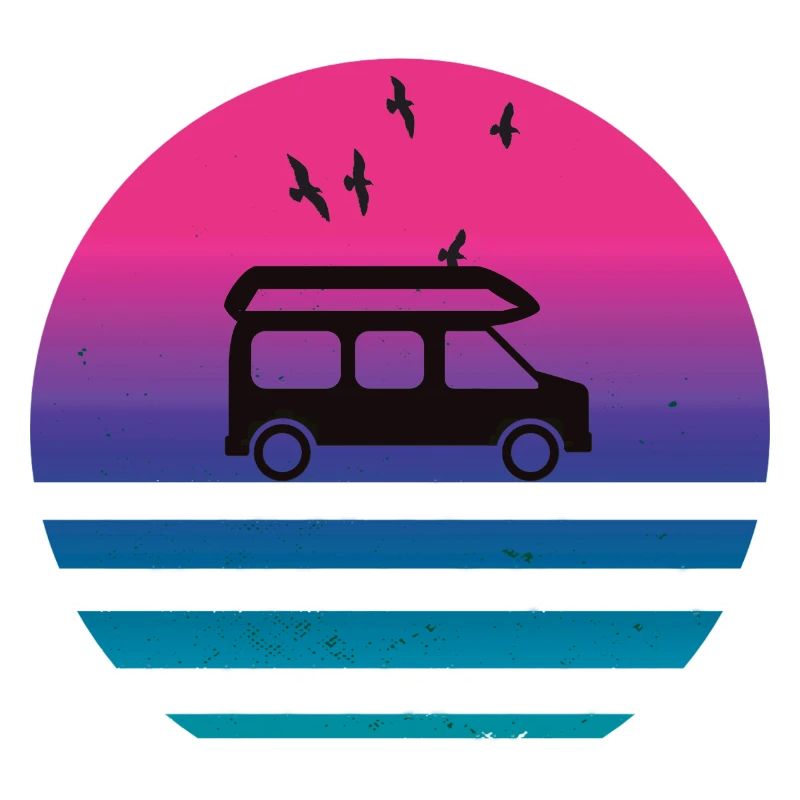 Camper Van Retro Sunset Vintage Campervan