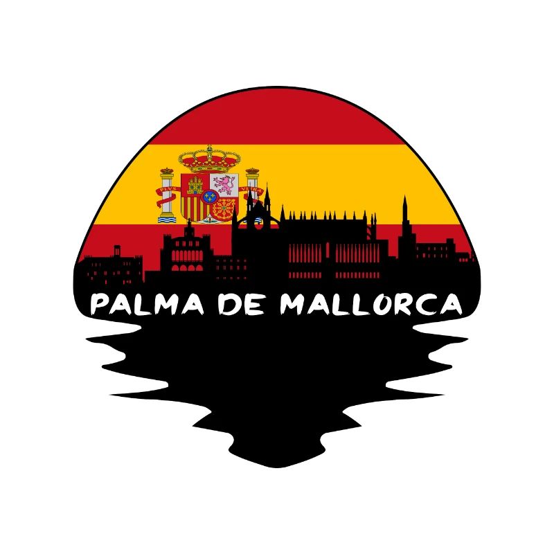 Palma de Mallorca Spanien Flagge Skyline Silhouette Tr