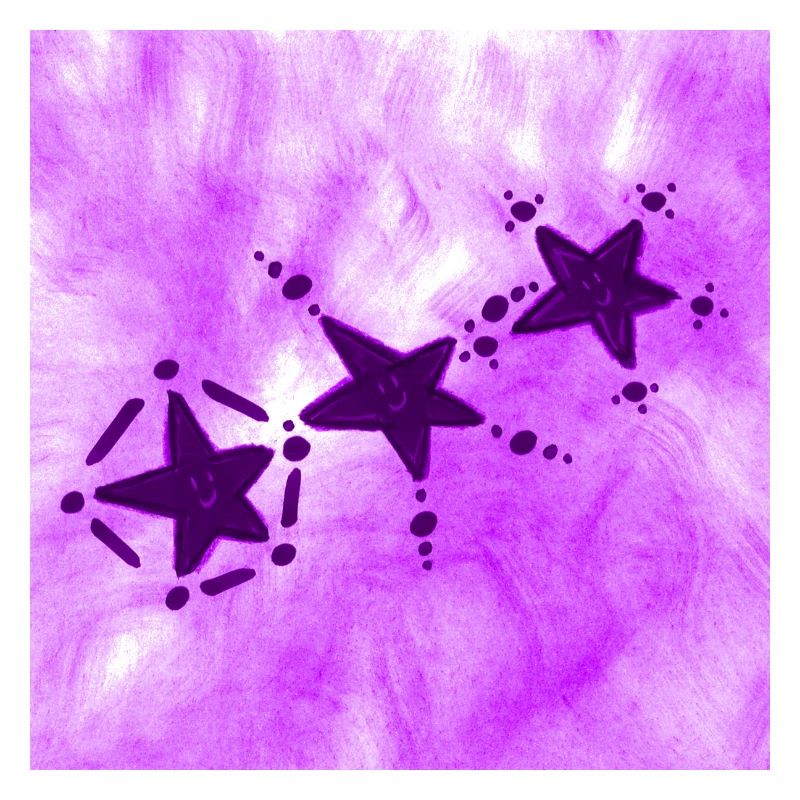 3 ÉTOILES SOURIANT LILAS