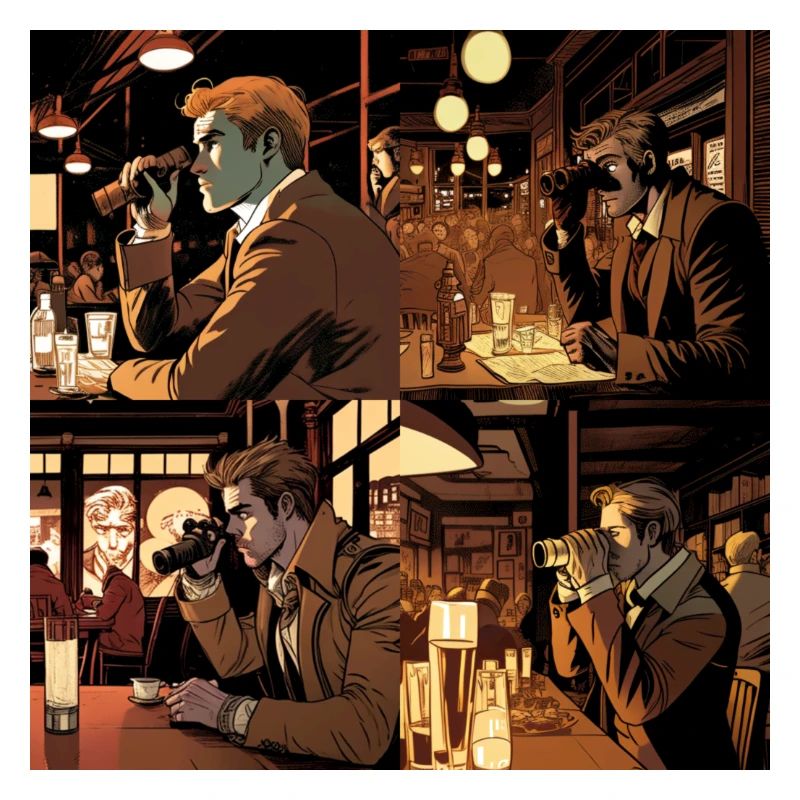 Person using binoculars to spy on target