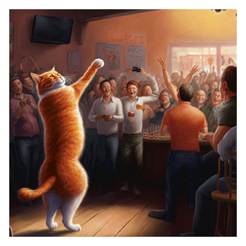Orange cat dancing