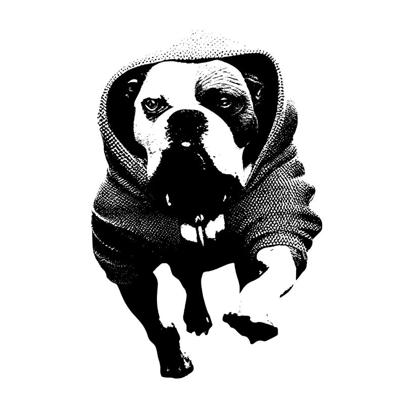 Chien avec sweat à capuche