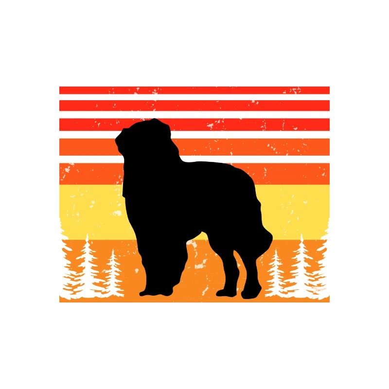 Carpathian Shepherd Dog Silhouette Retro Sunset