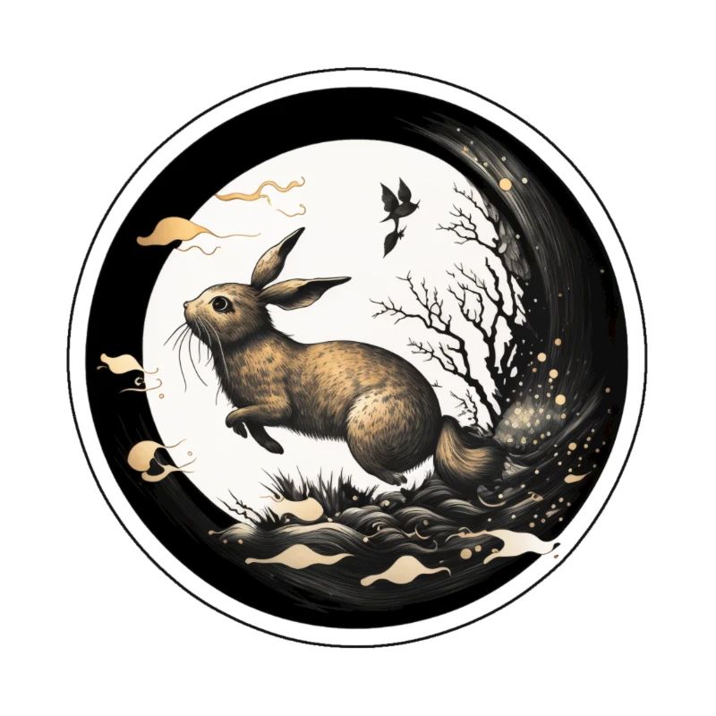 Ein Hase springt in eine Pfütze
