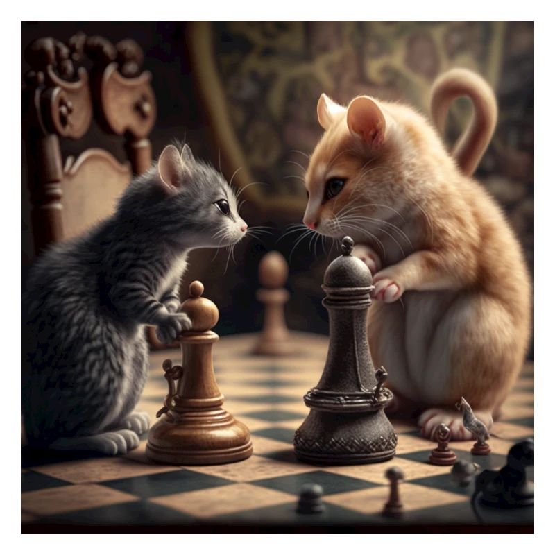Sweet chess game between two animals