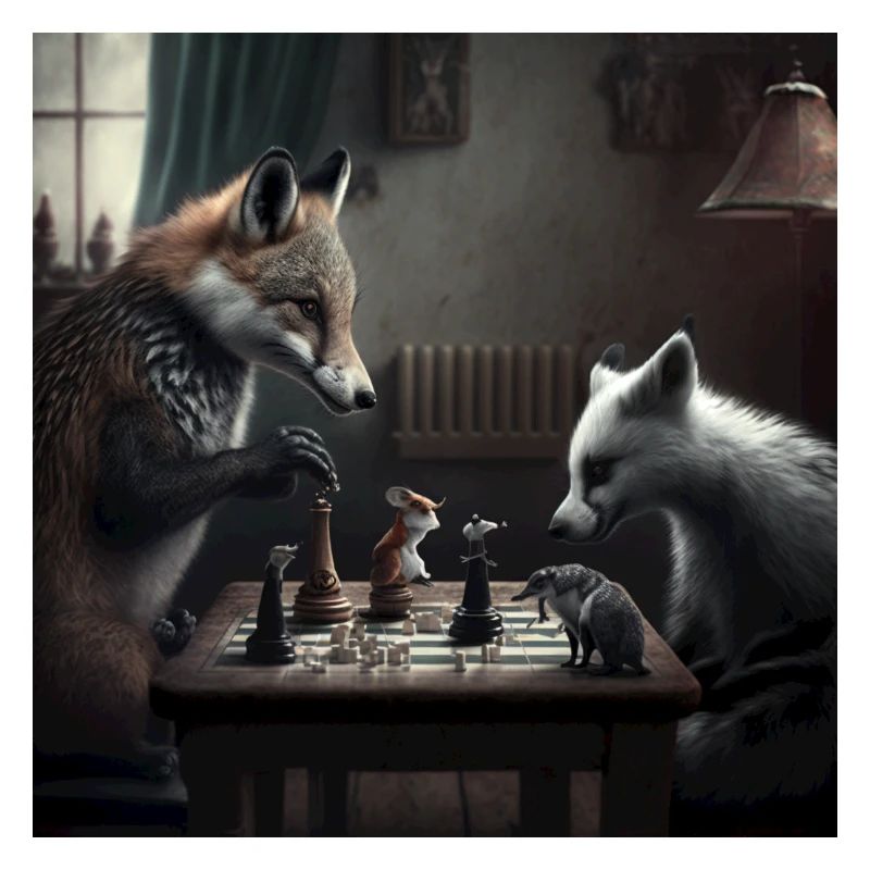 Nice chess game between two animals
