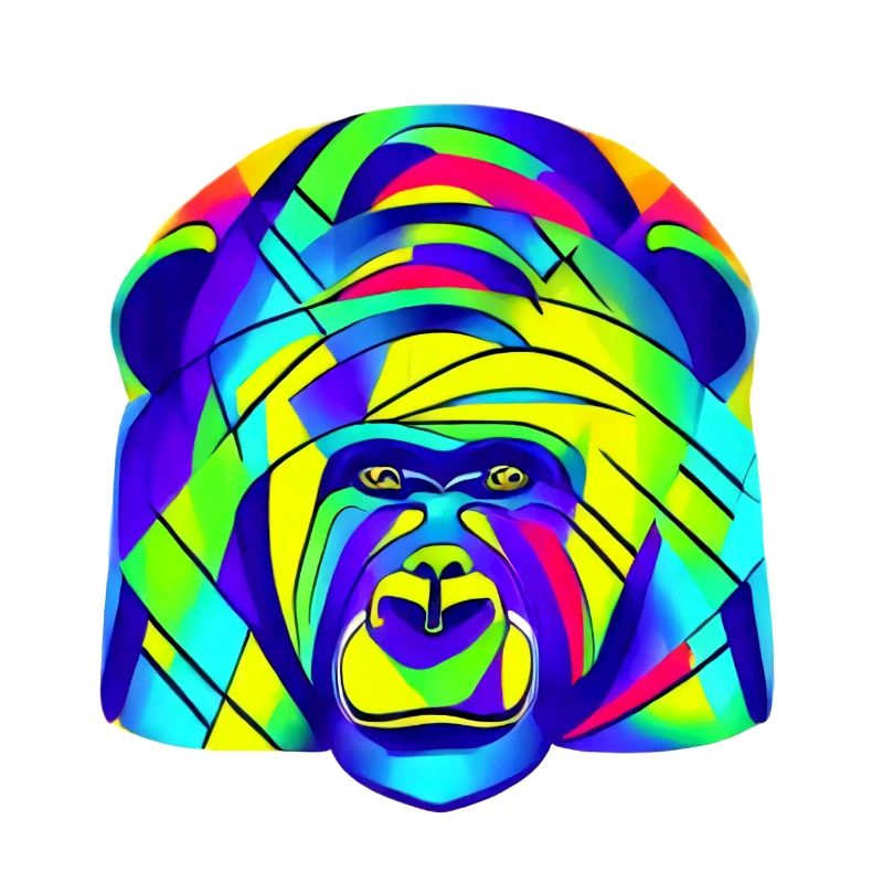 Gorilla Neonfarben Kunstwerk - Digital KI Art