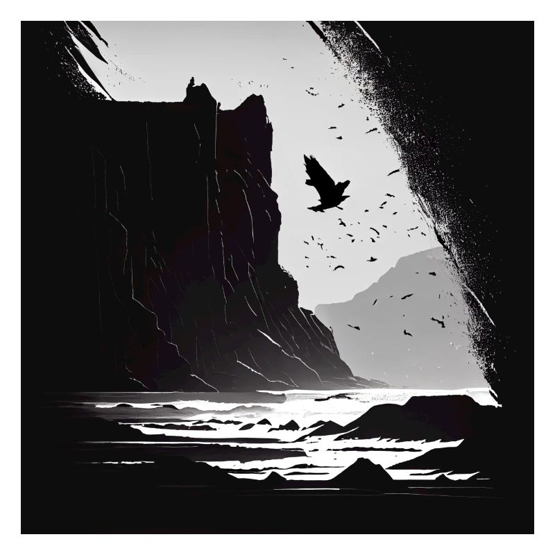 rough sea with cliffs