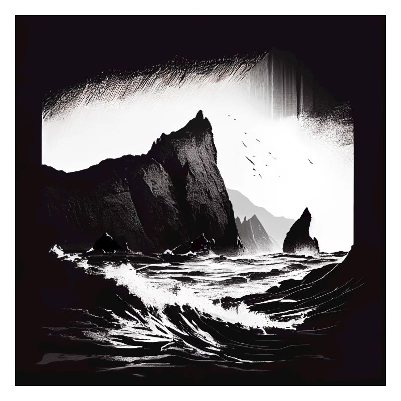 rough sea with cliffs