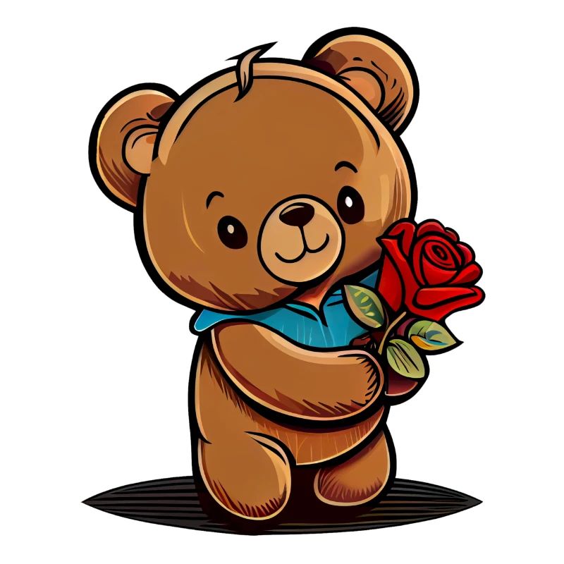 Cute Plush Bear with Rose - Valentine's Day