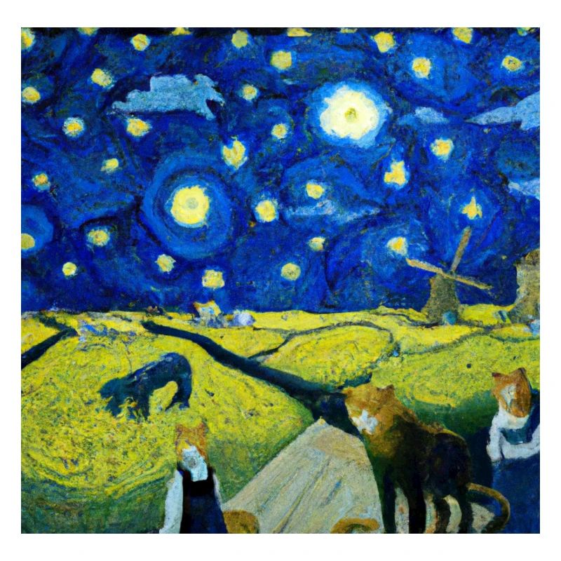 Les chats dans la « nuit étoilée »
