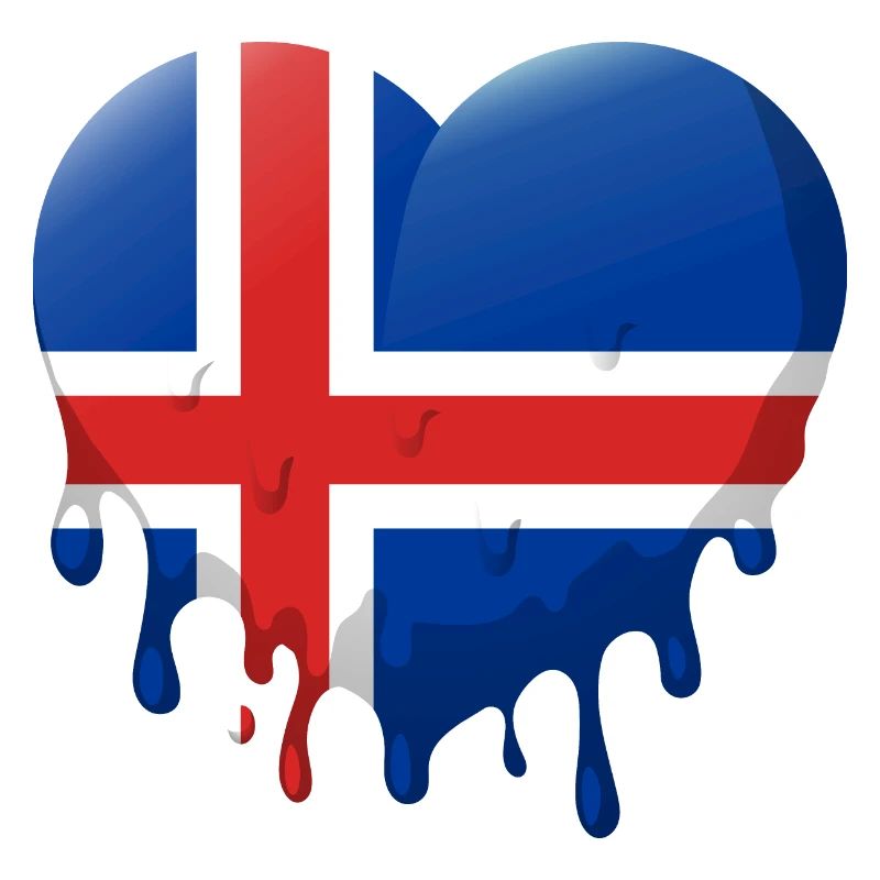 Drapeau de l’Islande Coeur Drapeau islandais Aspect utilisé