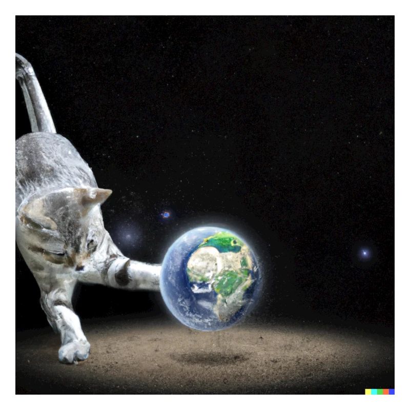 chat jouant avec la terre dans l’espace