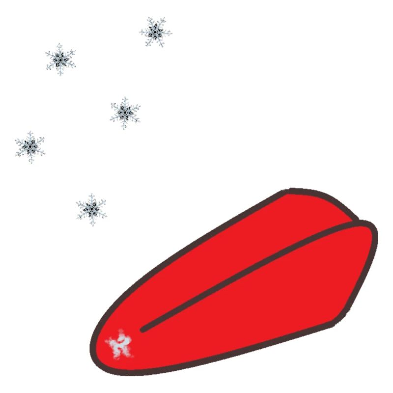 Schneeflocken fallen auf Zunge
