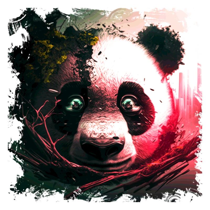 Tête d’ours panda gros plan comme illustration de science-fiction