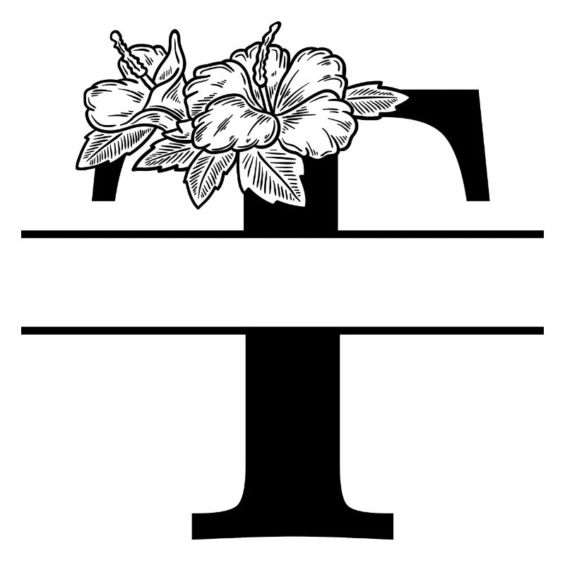 Personalized floral letter T