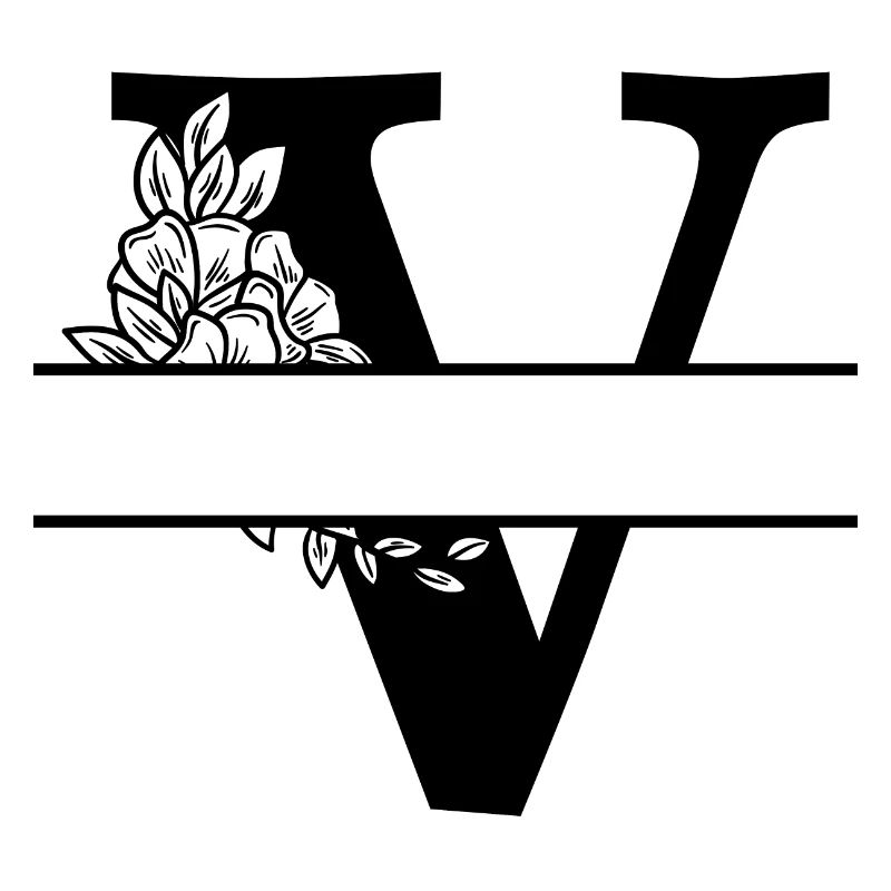 Personalized floral V letter