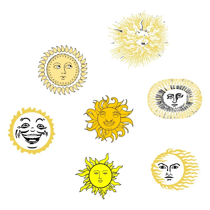 sun stickers,sun with a face