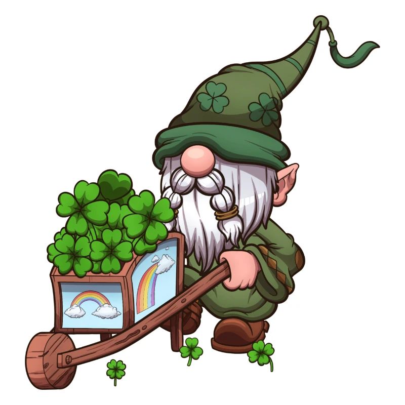 Gnome de la Saint-Patrick avec brouette