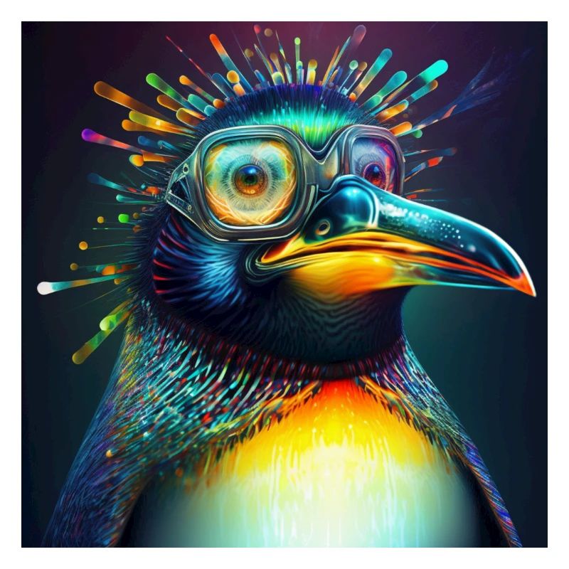 Colored penguin with glasses, unique design