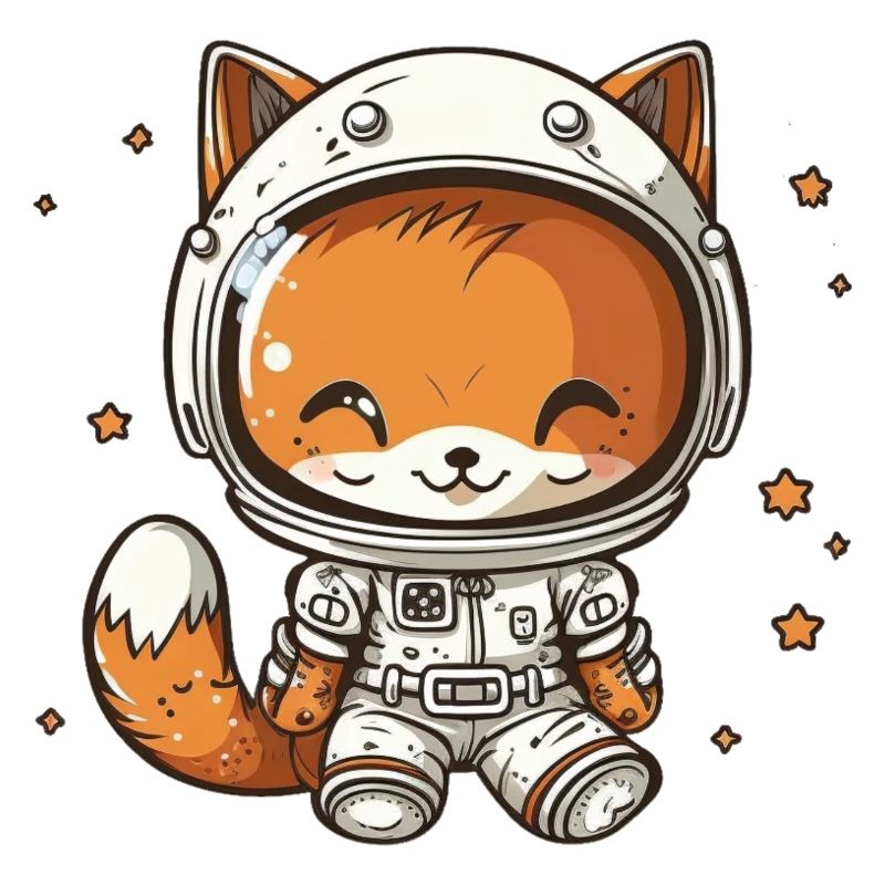 Kawaii mignon Happy Astronaut Fox