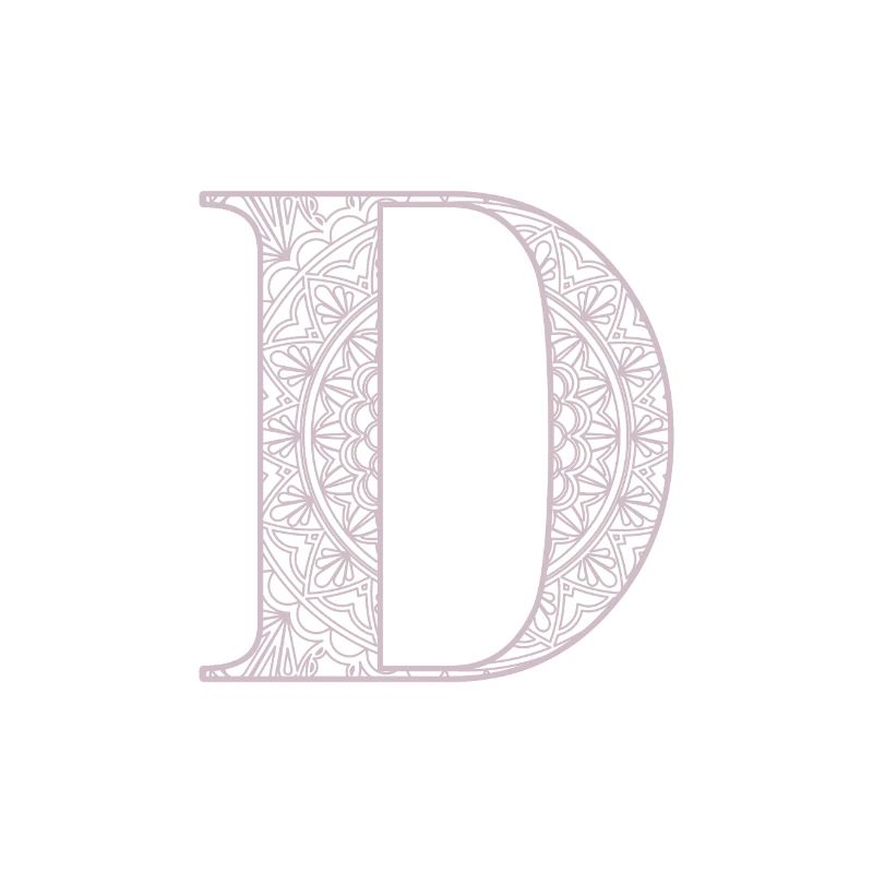 Mandala Monogram Initial in Dusky Pink - LetterD