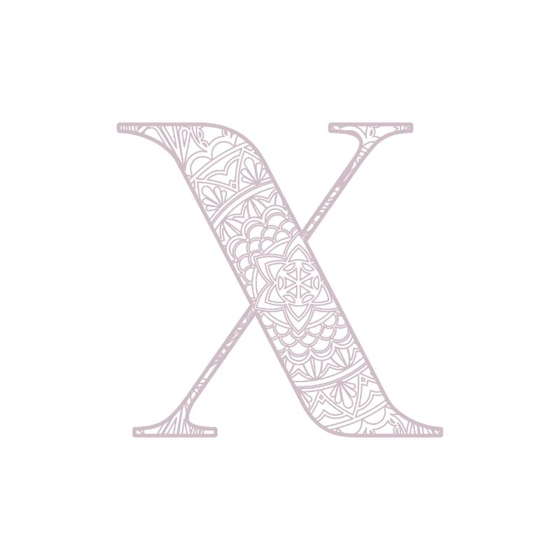 Mandala Monogram Initial in Dusky Pink - Letter X