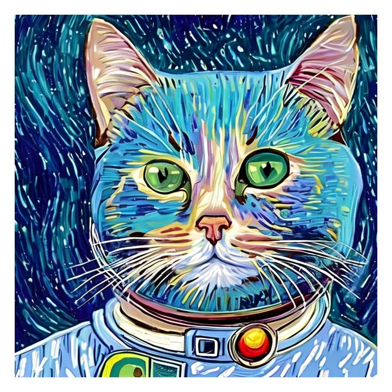 Chat astronaute van gogh