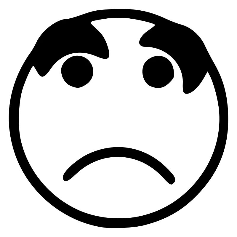 Emoji schets triest zwart