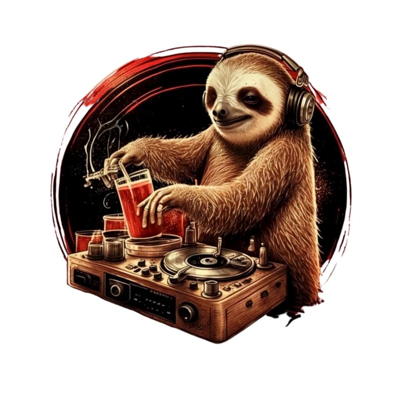 Sloth DJ joue de la bière au technoclub