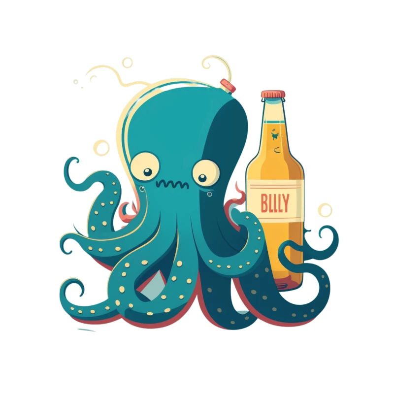 Funny squid with beer