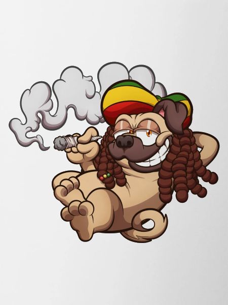 Rasta Pug Smoking A Joint