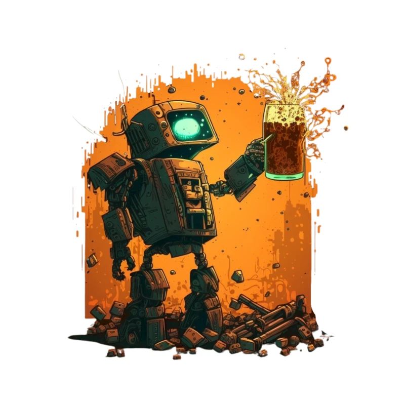 Robot drinks craft beer. Beer Shirt