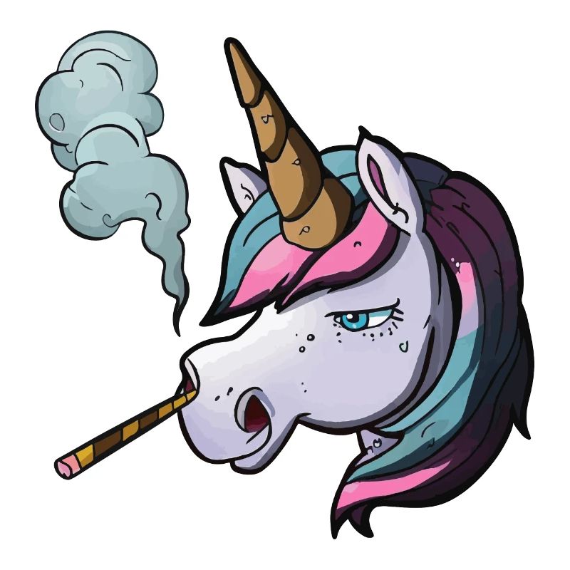 Einhorn raucht Zigarette