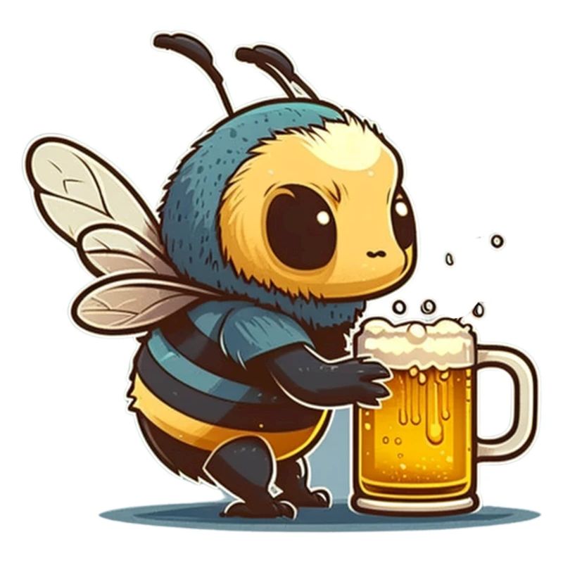 Coole Biene trinkt ein Glas Bier